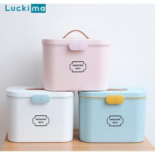 Portable Medical separation Storage Box Leather Handle Fashion Design High Capacity 28.5*18*21 cm First Aid Kit Organizer Box