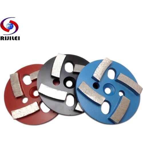 RIJILEI 3PCS/Set 4inch Dry or Wet Metal grinding pads 100mm metal bond segment diamond grinding disc for Marble Concrete Floor
