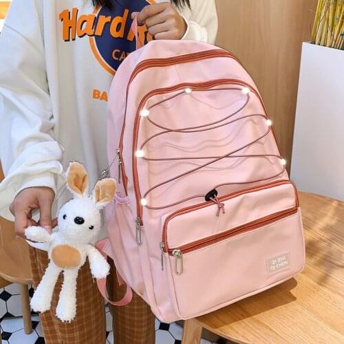 Large Capacity Women Backpack Bag for School Girls Waterproof Nylon Transparent Shoulder School Bag for Teens Kawaii Ladies 50