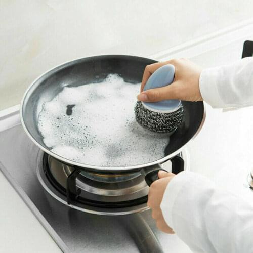 Household with Handle Washing Pot Brush Kitchen Cleaning Brush Decontamination Cleaning Ball Pot Brush Kitchen Cleaning Brush