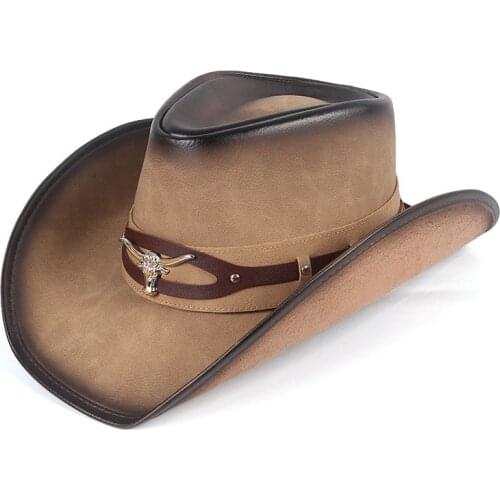 Classical Unisex Leather Cowboy Hats Women Men Western Cowboy Hat For Dad Gentleman Lady Sombrero Hombre Jazz Caps Good Package
