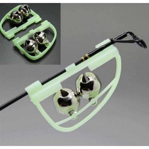 2pcs/lot Fishing Bite Alarms Fishing Rod Bell Rod Clamp Tip Clip Bells Ring Green ABS Fishing Accessory Outdoor Metal рыбалка