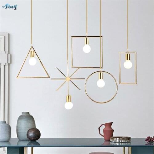 Nordic Creative Iron Art Geometric Pendant Lights Square Triangle Circular for Living Room Bar Dining Room Lights Hanging Lamp
