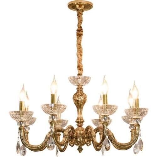 Modern Gold led chandelier lighting clear glass droplight home lights & Lighting chandelier Bedroom copper candelabro
