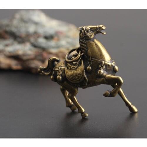 Race Horse Rustic Ornament Figurine Miniature Statue Animal Brass Desk Display