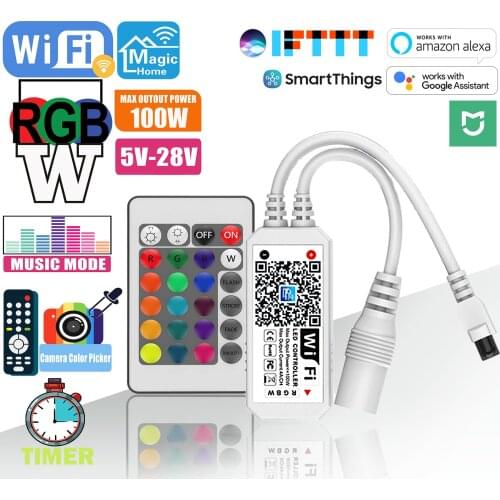 LED Controller RGBW with 24key IR Remote Controller Battery MINI Magic Home WIFI Smart Controller Aleax Google Home