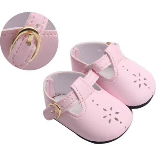 40-43 Cm Baby Boy Dolls Shoes Pink Floret Dress Shoe American Newborn Cute Toys Accessories Fit 18 Inch Girls Birthday Gift g8