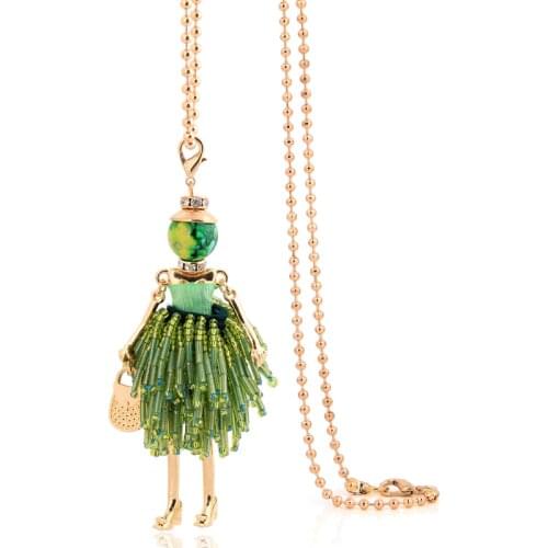 Charm female big necklace & pendants jewelry hot 2019 women chokers fashion green tassel long chains classic necklace bohemian