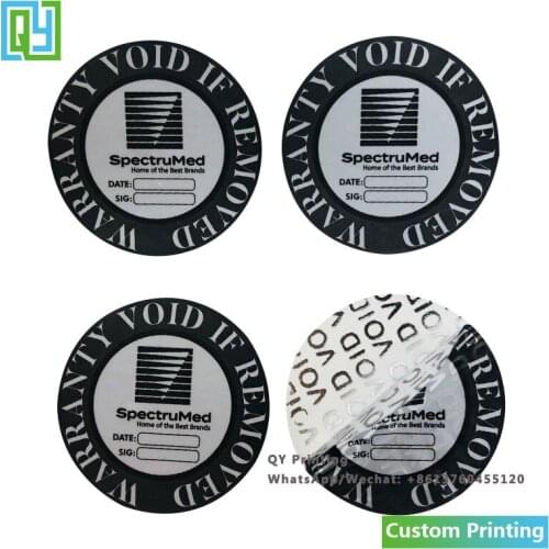 1000pcs Dia.38mm Free Shipping Custom Printed Warranty Void If Removed Screw Label Brand Name Logo Silver Tamper Evident Sticker