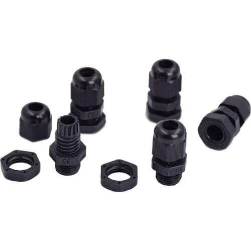 20pcs PG7 Thread Nylon Cable Gland Wire Connector Waterproof Adjustable M12 Plastic Cable Gland Reducer Black Grey