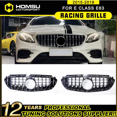 For E63 GT Style Front grille Suitable for E class W213 Grille E63 Grill Without Emblem 2016-2019 with camera hole