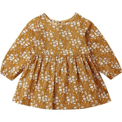 2019 Cute Baby Girl Floral Dress Toddler Baby Girls Dress Princess Party Pageant Long Sleeve Dresses Kids Girl Infant Clothes 4Y