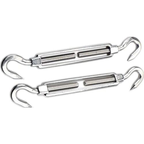 2pcs M8 Turnbuckle Wire Tensioner, 304 Stainless Steel Hook Rope Cable Tension Set for Heavy Duty Sun Shade Sail Fixing Kit (Tur