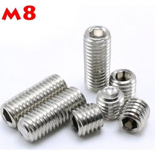 304 Stainless steel M8x6/m8*8/m8x10/m8x12/m8x16/m8x20/m8x25mm Hex hexagon Socket Head Cap Screw Bolts set screws with cup point