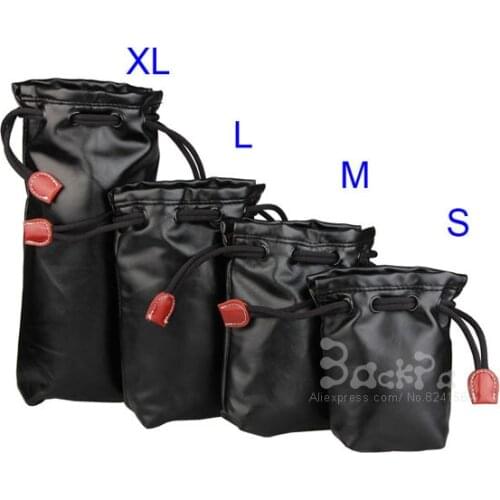 4 Pieces S/M/L/XL Camere Lens Bag PU Leatheroid + Tomentum Protective Case for Canon Nikon Sony Pentax Fujifilm