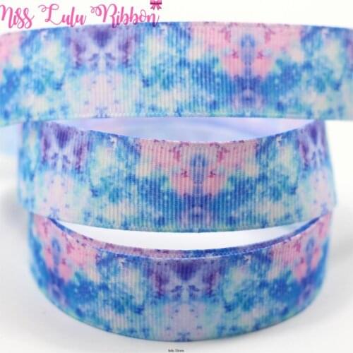 7/8"22 rainbow watercolor printed ribbon flower grosgrain ribbon 25mm 38mm diy handmade hair bows gift wrap 50 yards 6mm-75mm