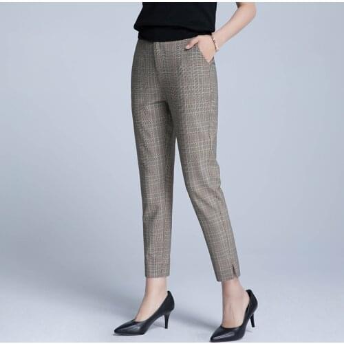ACRMRAC Womens pants New style summer Houndstooth Slim Loose Pencil pants casual pants Ankle-Length Pants