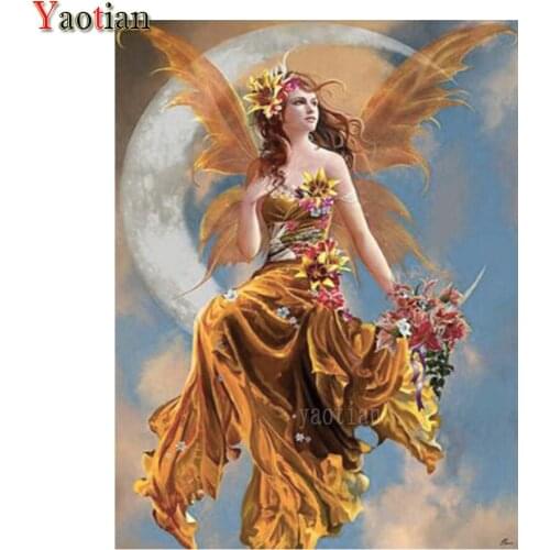 Girl Elf Full Square Drill Diamond Painting 5D DIY Diamond Embroidery Moon Flower Cross Stitch Kit Handmade Gift Wall Home Decor