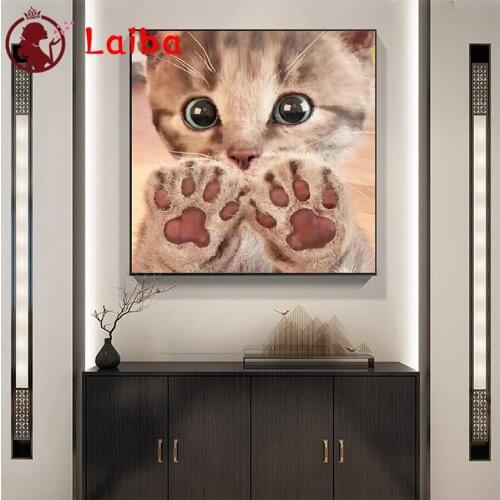 New diamond embroidery Cute animal cat cat paw mosaic diamond paintings full square round drill stitch cross picture home art
