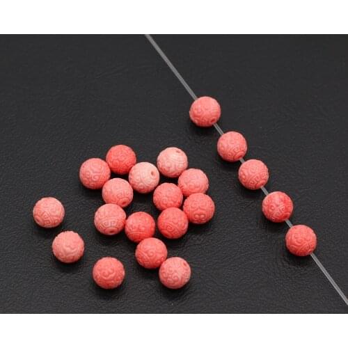 50Pcs Hot Sale Natural Pink Coral Bead Through-Hole Round Beads For Jewelry Making DIY Necklace Bracelet Accessory