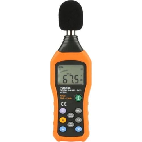 PEAKMETER PM6708 Sound Level Meter LCD Digital Audio Decibel Sound Noise Level Meter Tester 30-130dB Decibel Tester