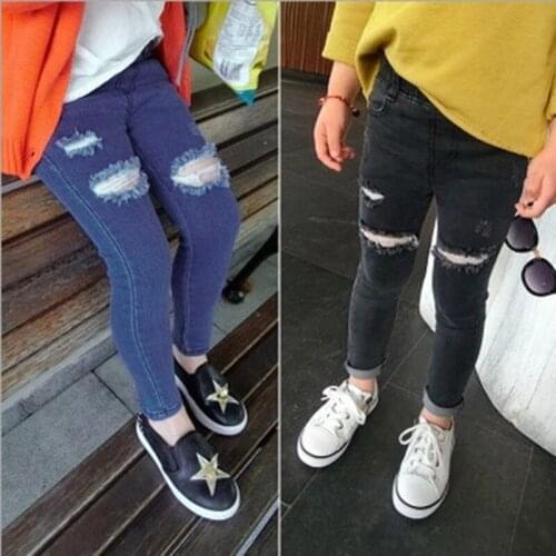 2020 Summer Clothing Boy Girl Baby Children Kids Ripped Jeans Trousers Good Quality Comfortable Clothes Cowboy Denim Pants