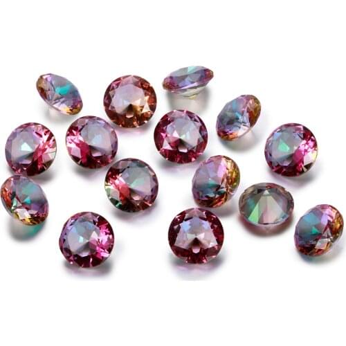 3-8 ct Round Cut Mysterious Rainbow Topaz Created Loose Gemstone Square Stones for Ring Jewelry DIY Gift Accessories 10 Pcs