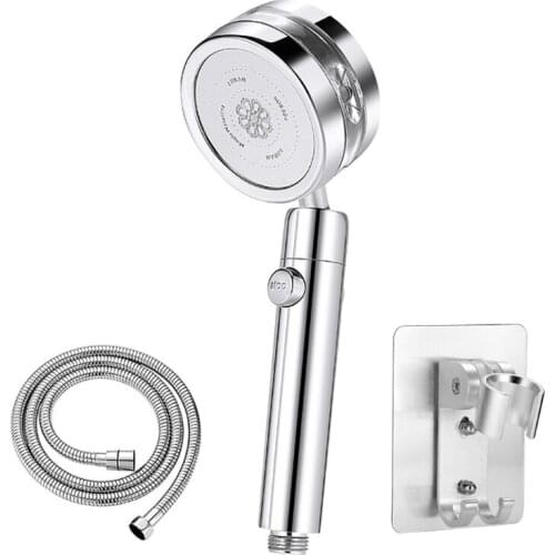 Shower Head 360 Degrees Rotating Double-Sided Turbocharged Shower Head With Switch On/Off Button Easy Install Handheld G8TB