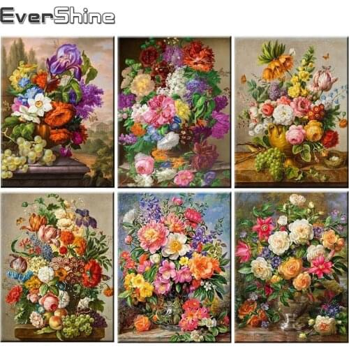 Evershine DIY Diamond Painting Cross Stitch Flower Pictures Full Square Diamond Embroidery Pastoral Handmade Manual Hobby