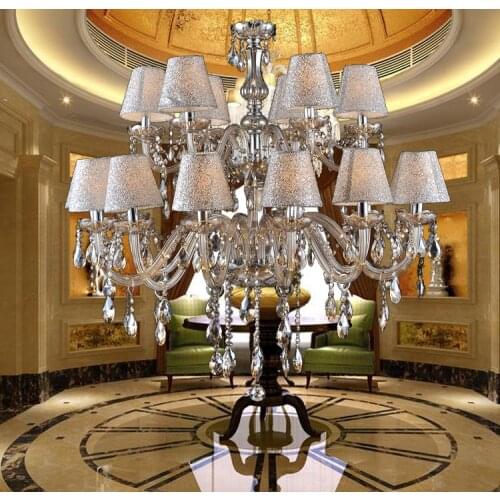 European Cognac Color Crystal Chandelier Staircase Lobby Room Villa large chandelier 18 Arms Luxury crystal light chandelier