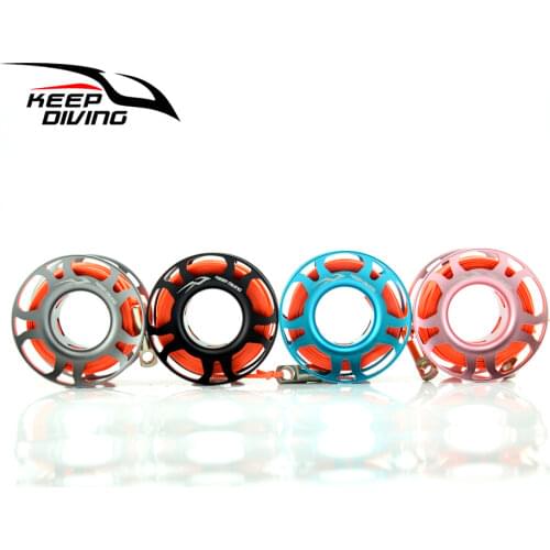 15M/30M Scuba Diving Aluminum Alloy Spool Finger Reel with Stainless Steel Bolt Snap Hook SMB Safe Equipment BCD Accessories