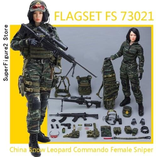 For Collection 1/6 FLAGSET FS 73021 Female Solider Sniper CHINESE SNOW LEOPARO COMMANDO UNIT Action Figure Model for Fans Gifts