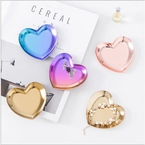 Homies Stainless steel love jewelry plate Heart Shaped Jewelry Serving Plate Metal Tray Storage Arrange Fruit Tray Home storage