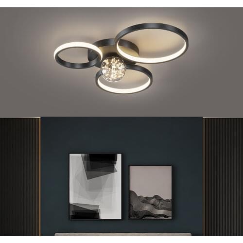 Nordic Minimalist Home LED Chandelier Circle Rings Modern Design Lamp For Living Room Dining Room Kitchen Lustre Luminaire Light
