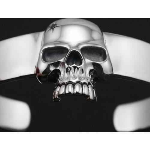 Fashion Glossy Skull Motorcycle Punk Open Bracelet for Men Jewelry