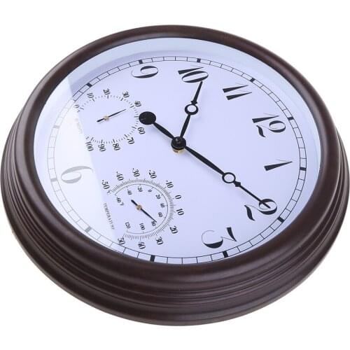 Garden Thermometer Clock Outdoor Retro Wall Station Clock Decorative Vintage Hanging Clock Indoor Outdoor Thermometer Clock