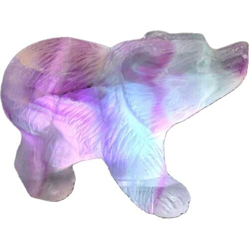 Natural fluorite crystal beautifully carved bear ornaments