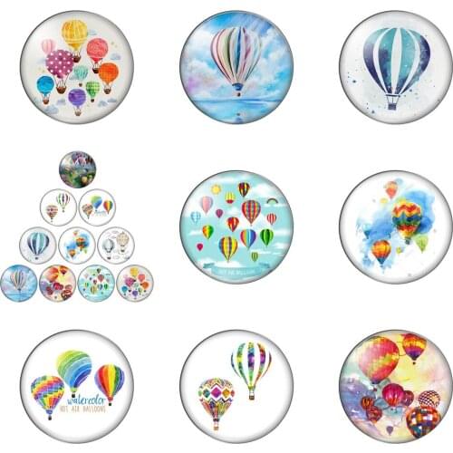 New Romantic Hot Air Balloons Round Photo Glass Cabochon Demo Flat Back Making Findings Handmade DIY Accessories