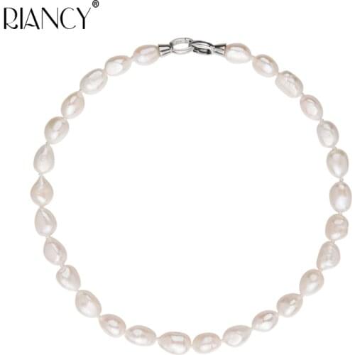 Genuine white baroque pearl necklace for women freshwater Natural pearl necklaces jewelry 10-11mm girl best gift
