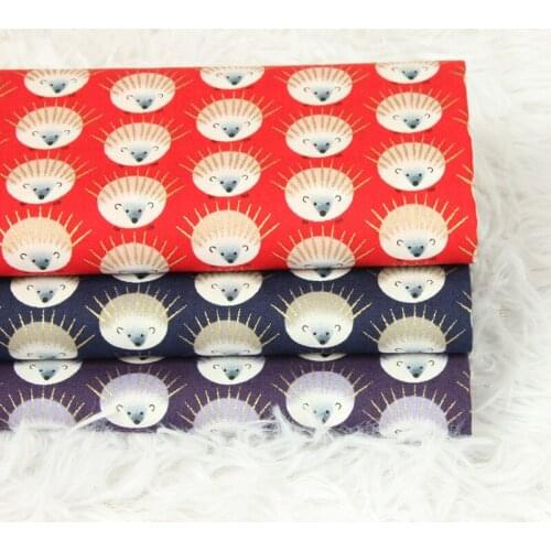 Half yard thin cotton fabric gilt little hedgehog print handmade DIY bag garment cloth 100% cotton B372