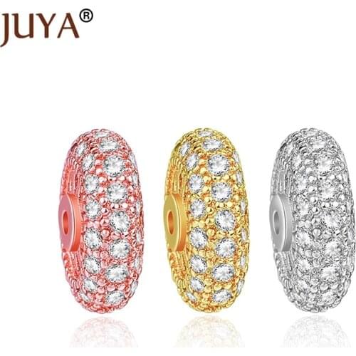 Supplies For Jewelry Wholesale Micro Pave CZ Rhinestone Round Spacer Beads For Jewelry Making DIY Bracelets Necklace Accessories