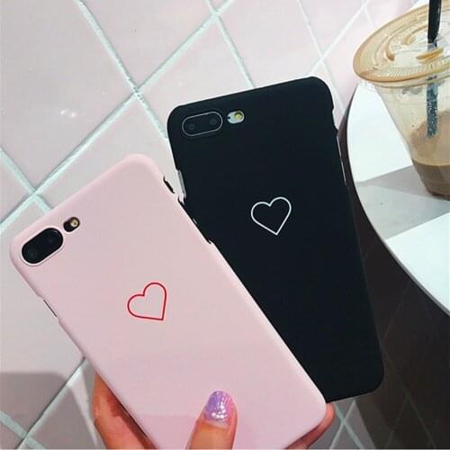Simple Pure Color Love Heart Phone Case For iphone 6 7 8/ Plus /X Couples Case Silicone Phone Cover Hot Wholesales