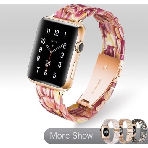 For Apple Watch Series 6 5 4 40/44mm Watchband Resin material Watch Band For Apple Watch 3 2 38/42mm Folding Buckle Bracelet