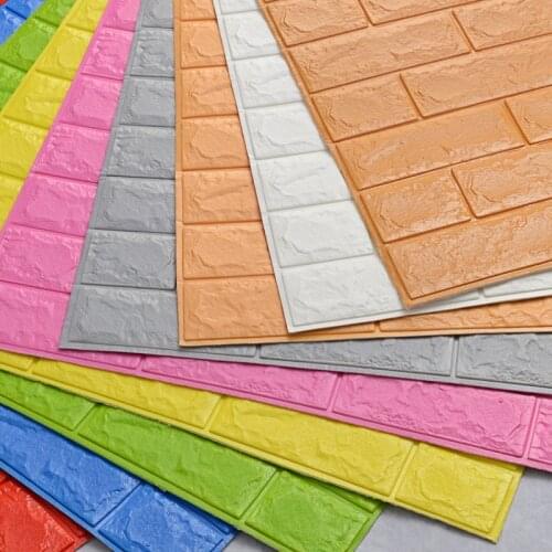 70*77cm DIY Self Adhensive 3D Brick Wall Stickers Living Room Decor Foam Waterproof Wall Covering For Kids Rm TV Background-W001