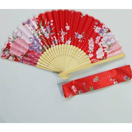 Silk Bamboo Folding Hand Fan for Church Wedding Hand Fan Cool Bamboo Flower Custom 19feb19