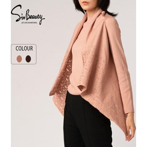 Sinbeaut 2021 Autumn And Winter Fashion Womens Classic Two-wear Loose And Comfortable Cardigan Cardigan Gray Purple Coral Red