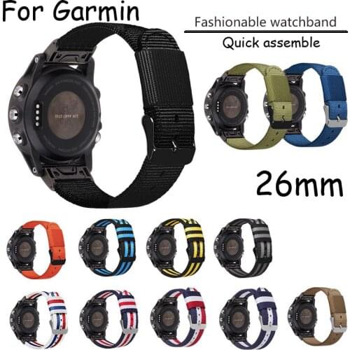 26mm Nylon Replacement Watch Strap for Garmin Fenix 6x 5x Plus 3 hr sapphire D2 tactix bravo Watch Band Canvas Wrist Bracelet