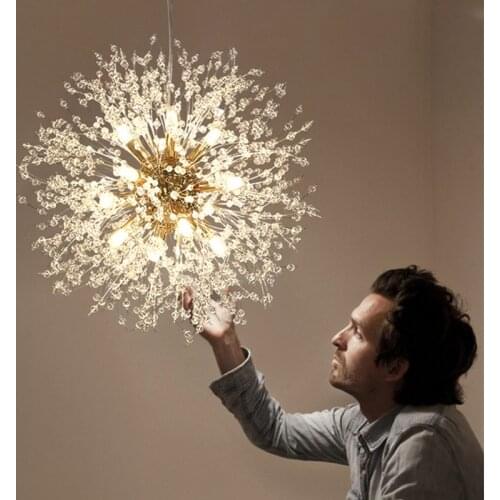 Modern LED Crystal Chandelier Light Pendant Hanging Lamp Dandelion Cristal Chandelier Lighting for Living Dining Room Decoration
