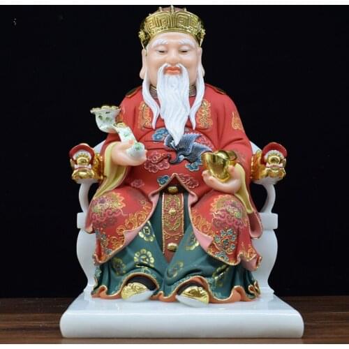High-grade Asia shop Prosperity family protection jade God of wealth Mammon CAI SHEN YE TU DI GONG God figure FENG SHUI statue