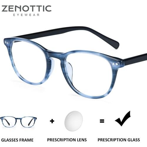 ZENOTTIC Vintage Acetate Prescription Glasses Women Men Optical Photochromic Blue Light Spectacles Myopia Progressive Eyeglasses